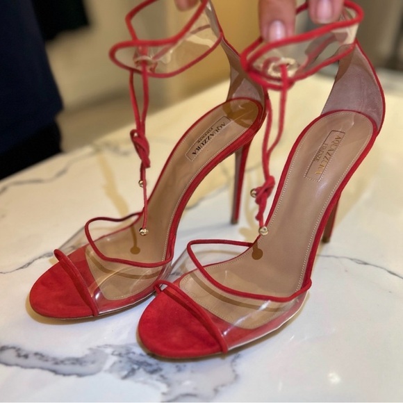Aquazzura Elegant Red Strappy Women's Heels size 40 - Picture 3 of 6